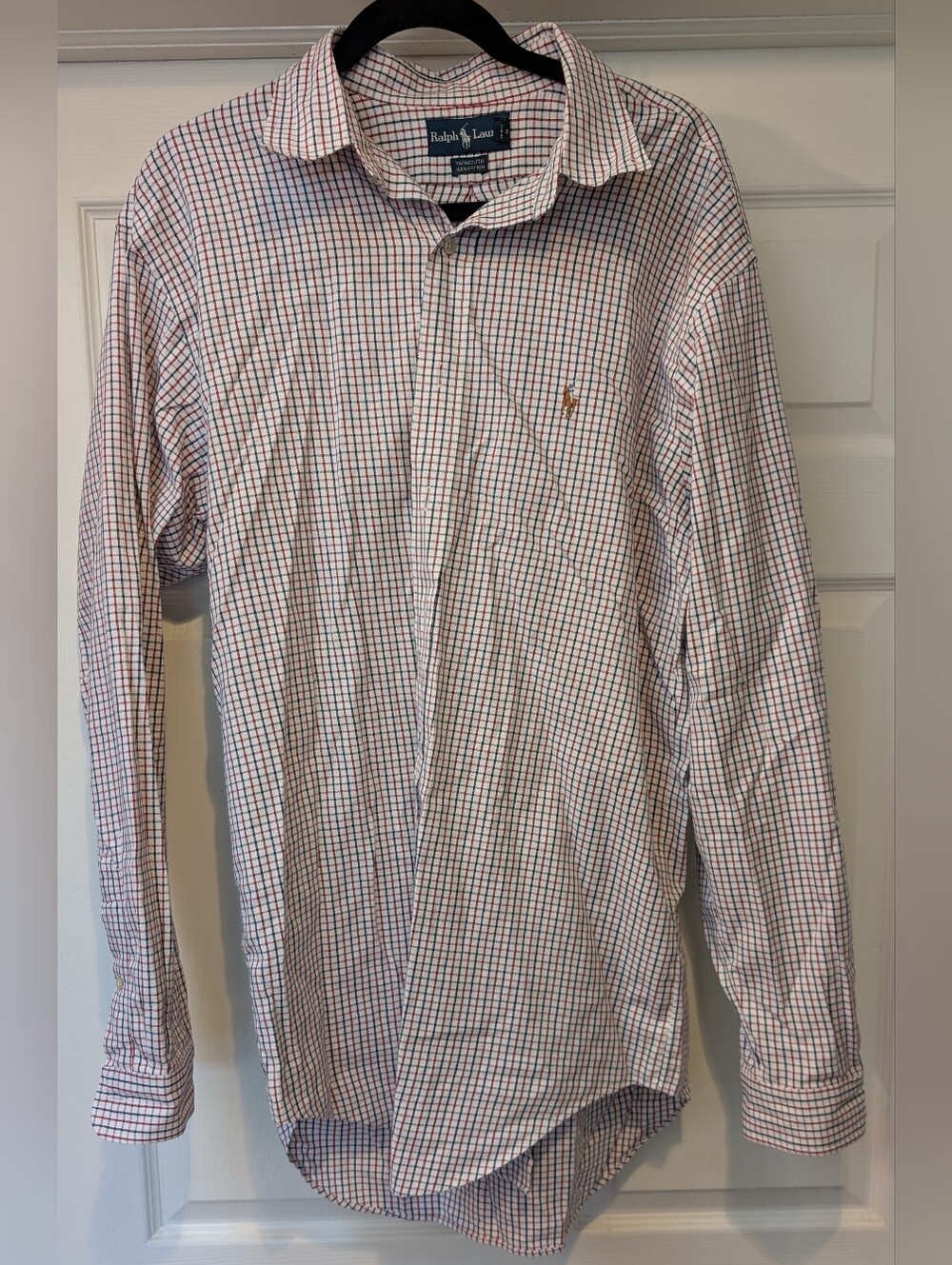 Ralph Lauren Yarmouth 100% Cotton Men's Red White Blue Long Sleeve Oxford Shirt